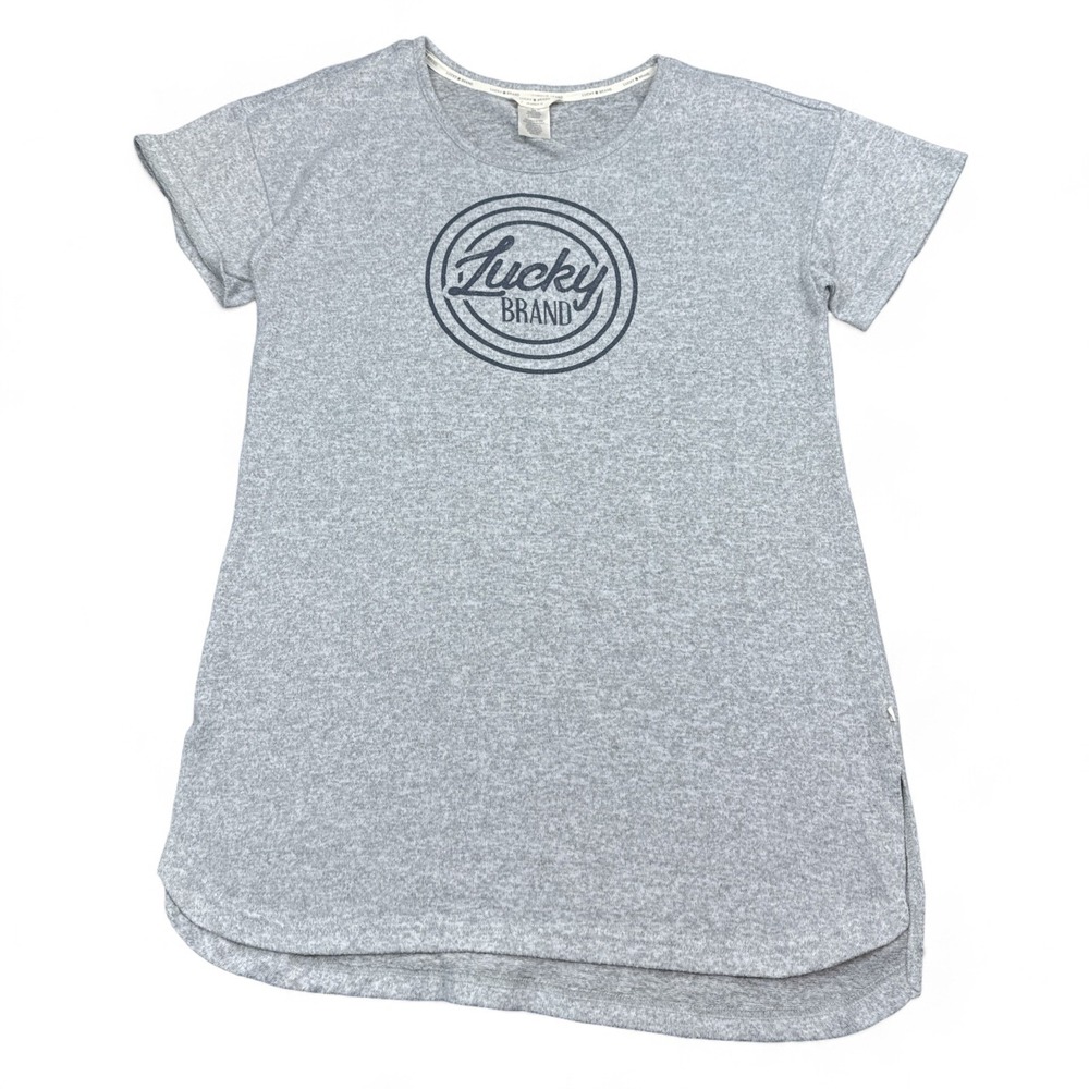 Lucky Brand Long Line Top Womens Size‎ Medium Gray Short Sleeve Knit T Shirt